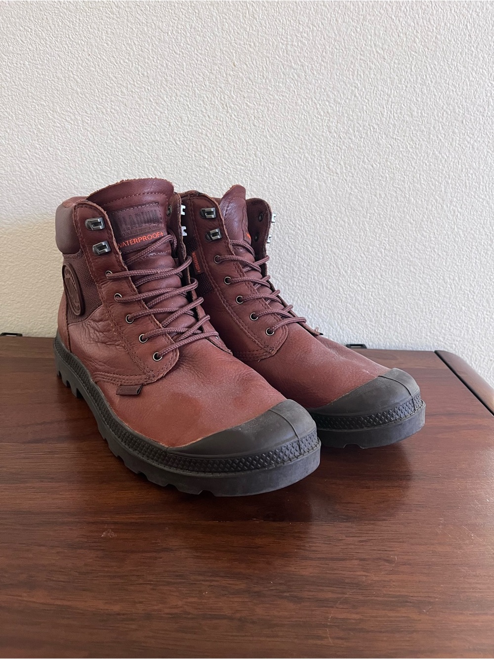 Palladium Weatherproof Brown Leather lace-up boots